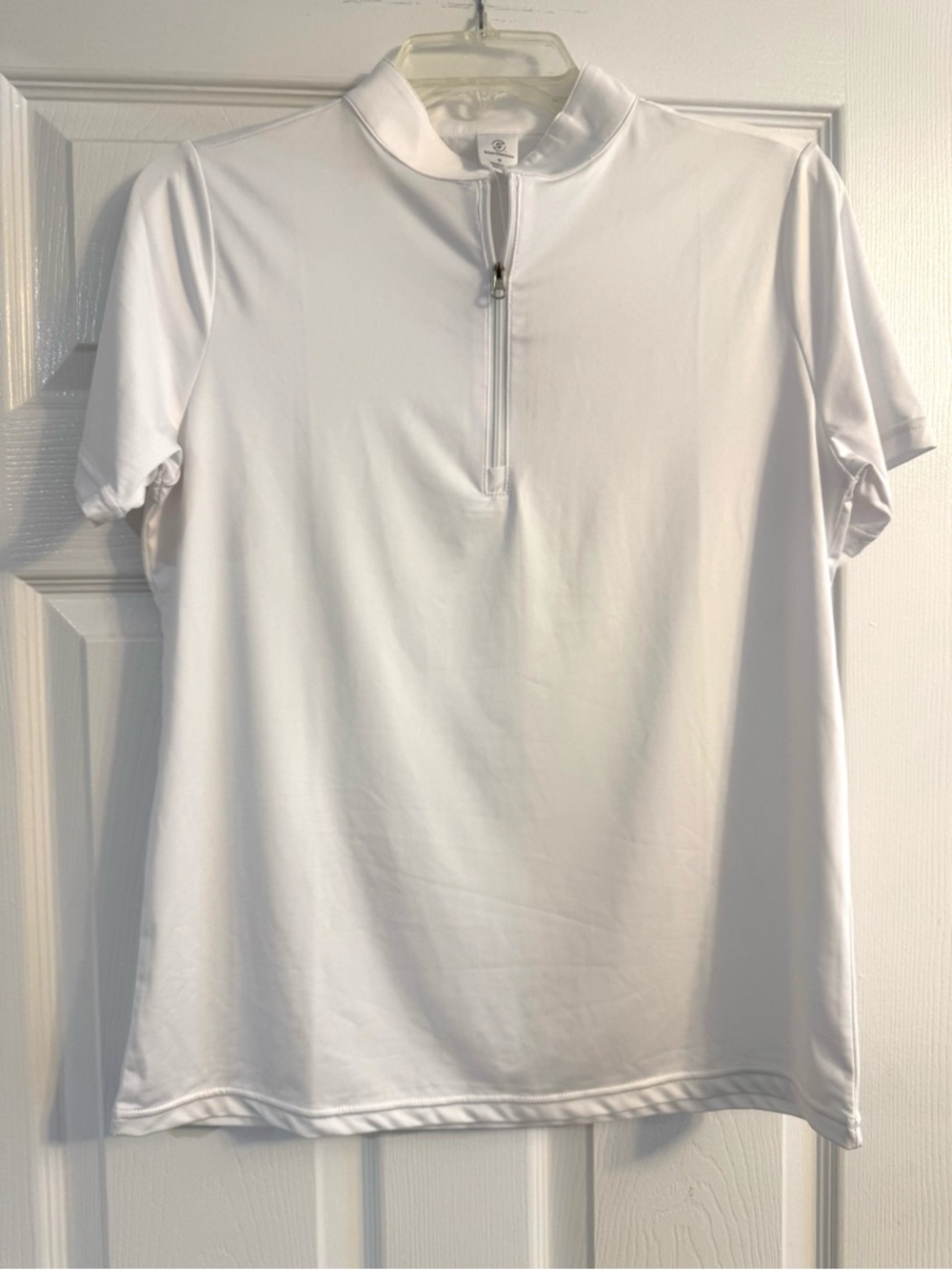 Women’s White Quarter-Zip Performance short sleeve Top